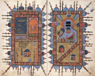 Dekorativní dvojité blány z "Dala"il al-Khayrat", kolem 1800