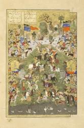 Peršan 239 fol.430b Talhand v boji proti svému bratrovi, ilustrace z Shahnama (Kniha králů), od Abul-Qasima Mansur Firdawsiho (kolem 934-1020), 1444