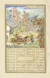 Peršan 239 fol.531a Yazdagird se skrývá v mlýně, ilustrace z Shahnamy (Kniha králů), od Abul-Qasim Mansur Firdawsi (c.934-c.1020), 1444