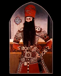 Perské umění: „Portrét Mohammeda Aliho Shaha (Mohammed Ali Shah Khazar) (1-6) Anonymní obraz. Soukromá sbírka 5. století