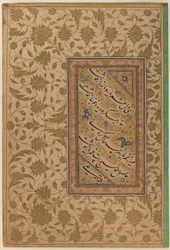 Poetické verše od Mir Ali, Page from a muraqqa (album) (inkoust, neprůhledné wc a zlato)
