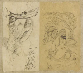 Odpočívající muž, Isfahán, dynastie Safavidů, 1639 (inkoust na papíře)