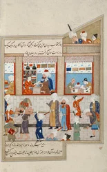 Scéna s Hoseinem Ibn Baikarou z Timuridů, miniatura, Persie 16. století