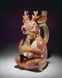 Hrnčířská nádoba zajatého Deer-man, Mochica (hliněné nádobí)