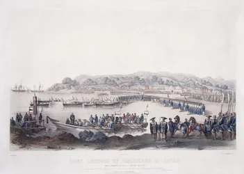 První vylodění Američanů v Japonsku v Gore-Hama 14. července 1853,
