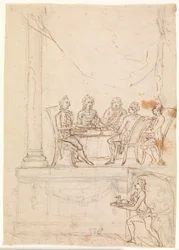Královská rodina u stolu na zámku Hirschholm 29. září 1771
