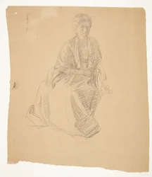 Umělcova manželka (paní Elise P. H.) seděla. Studie k obrazu: Inaugurace muzea Faaborg (1910-11)