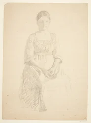 Umělcova manželka sedí jako model pro portrét paní Thory Karl Madsen pro obraz: Inaugurace Faaborgova muzea (1910-11)