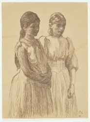 Dvě mladé dívky. Studie k obrazu "Ples v provinčním městě" (Göteborg Art Museum)