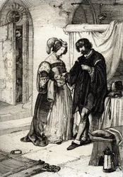 Hrabě z Essexu Robert Devereux (1565-1601), odsouzený k smrti za zradu, předal Elizabeth Howardové, hraběnce z Nottinghamu a Lady of Honor of Elisabeth Iere z Anglie, prstenový slib její věrnosti královně