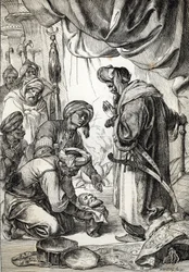 Hlava Aliho paši z Janiny (1750-1822), kterou Sicarové darovali sultánovi Mahmudovi II.