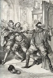 Osmdesátiletá válka (1568-1648): Zavraždění Viléma Oranžského, zvaného Vilém Mlčenlivý (1533-1584), dne 10/07/1584 Balthazarem Gérardem během osmdesátileté války