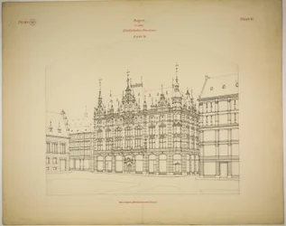 Nová budova Rathskeller, Halle (Saale), Sasko-Anhaltsko, Německo, Perspektiva (nedokončeno)