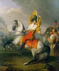 Arcivévoda Karel s vlajkou Zachova pluku ve Schl.
