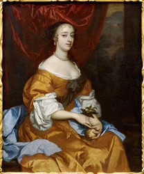 Baroko: Portrét Margaret Hughesové (Peg Hughes nebo Margaret Hewes) (asi 1630-1719) par Lely, Sir Peter (1618-1680). Olej na plátně