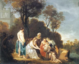 Mojžíš zachráněný z řeky, Peter Lely (1618-1680), olej na plátně, 54x635 cm