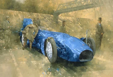 Bluebird at Brooklands (olej na plátně)