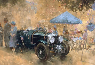 Zahradní párty s Bentley (olej na plátně)