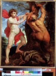 Apollo a Marsyas. Peinture de Pierre Paul (Pierre-Paul) Rubens (ou Peter Paul nebo Petrus Paulus) (1577-1640). Olej na dřevě, 57 x 48 cm. Vlámské umění, barokní umění. Muzeum umění Dálného východu, Chabarovsk.