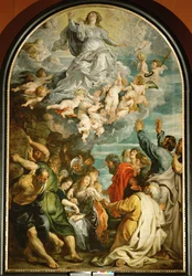 Nanebevzetí Panny Marie, asi 1611-14 (malba na dubovém dřevě)