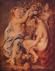 Ceres a dvě nymfy s roh hojnosti, c1617