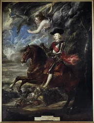 Jezdecký portrét rakouského kardinála Ferdinanda v bitvě u Nordlingenu - olej na plátně, kolem roku 1636