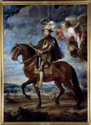 Jezdecký portrét Filipa II., španělského krále (1527-1598) Obraz Petra Pavla (Pierre-Paul) Rubense (nebo Petra Pavla či Petruse Pauluse) (1577-1640) 16. století ne. 3,14x2,28 m Madrid, muzeum Prado