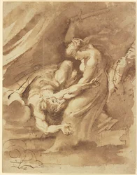 Judita stínající Holoferna, asi 1609-10 (tuš a wash na papíře)