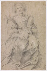 "Portrét Helene Fourment (1614-1673)" (Portrét Helene Fourment), asi 1630-1631 (sangvinik)