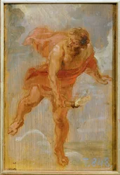 Prométheus s ohnivým mečem (malba na dřevě)