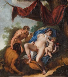 Spící Venuše s Amorem pozorovaná satyry