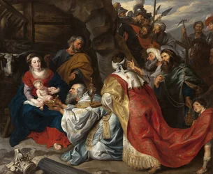 Klanění tří králů - Pieter Paul Rubens (1577-1640). Olej na plátně, c. 1620. Rozměr : 235x277,5 cm. Státní Ermitáž, Petrohrad