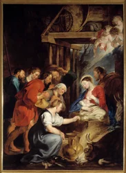 Klanění pastýřů Obraz od Pierra Paula (Pierre-Paul) Rubense (nebo Petra Pavla či Petruse Pauluse) (1577-1640) 17. století Sun. 3,4x2,48 m Rouen, Musee des Beaux Arts