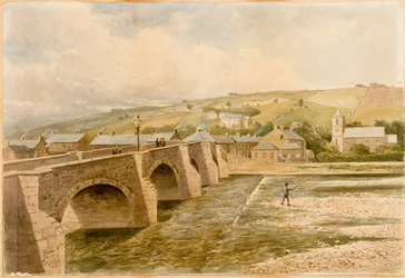 Haydon Bridge (barva těla, tužka a akvarel na papíře)