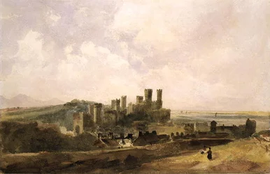 Zámek Caernarvon (akvarel na papíře)
