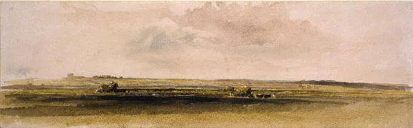 Výroba sena v Lincolnshire Wolds (akvarel na papíře)