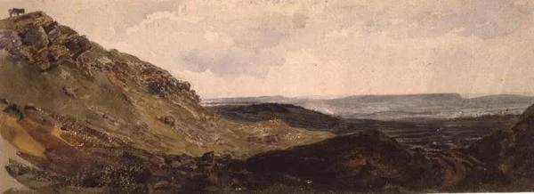 PD.128-1950 Middleham ve Wensleydale (akvarel a černá křída na papíře)