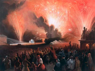 Korunovační ohňostroj v Moskvě, 1856
