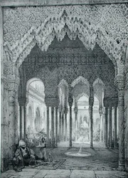 Vchod do dvora lvů, Alhambra, deska 4 ze „Souvenirs de Grenade et de l