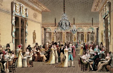 Velký salon Cafe Frascati. Litografie od Philibert-Louis (Philibert Louis) Debucourt (1755-1832)