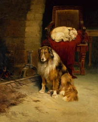 Fireside Companions (olej na plátně)