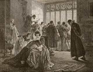 Anglické velvyslanectví během masakru svatého Bartoloměje, ilustrace z 