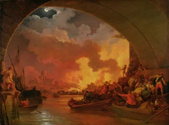 Velký požár Londýna, kolem roku 1797 (olej na plátně)