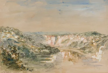 The Bend in the River, poblíž Chepstow, Monmouthshire, 1905 (wc a kvaš na papíře)