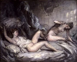 The Pillow Fight (olej na plátně)