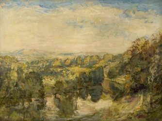 Řeka Teme, večer, poblíž Ludlow - The Clee Hills v dálce