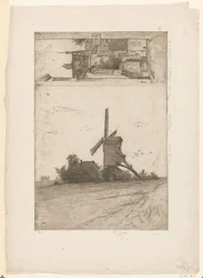 Větrný mlýn v luční krajině a výhled na Ravensteinstraat v Bruselu Vieux moulin a Laeken / Rue Ravenstein (Bruxelles) (původní název)