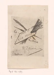Ex libris s pery, štětci a paletou