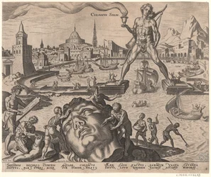 Rhodský kolos ze série Osmé divy světa po Maarten van Heemskerck, 1572
