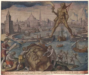 Rhodský kolos ze série Osmé divy světa po Maarten van Heemskerck, 1572
